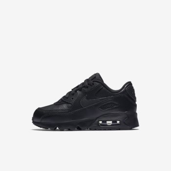 Nike Air Max 90 Leather - Fiatalabb Gyerek Air Max Trainers - Fekete/Fekete